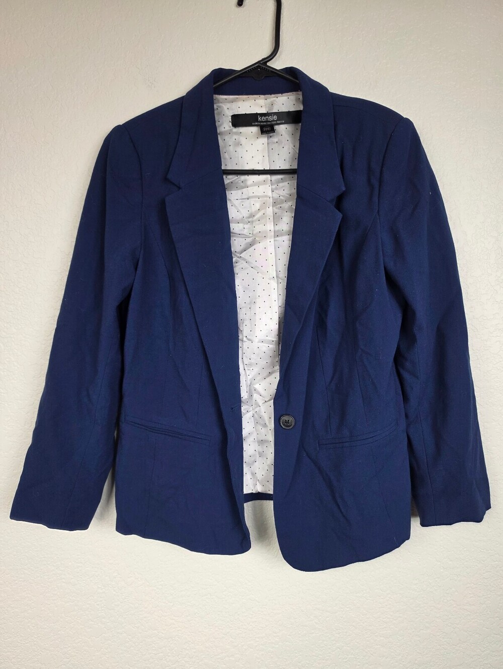 Kensie Women's Navy Blue Single-Button Blazer Size Medium